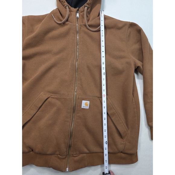 Carhartt Hoodie Jacket Mens Brown Full ZIp Lined Mexico Made Light Distress - Picture 6 of 10